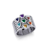Heart Chakra Gemstone on Sterling Silver Stack Ring TRI1857