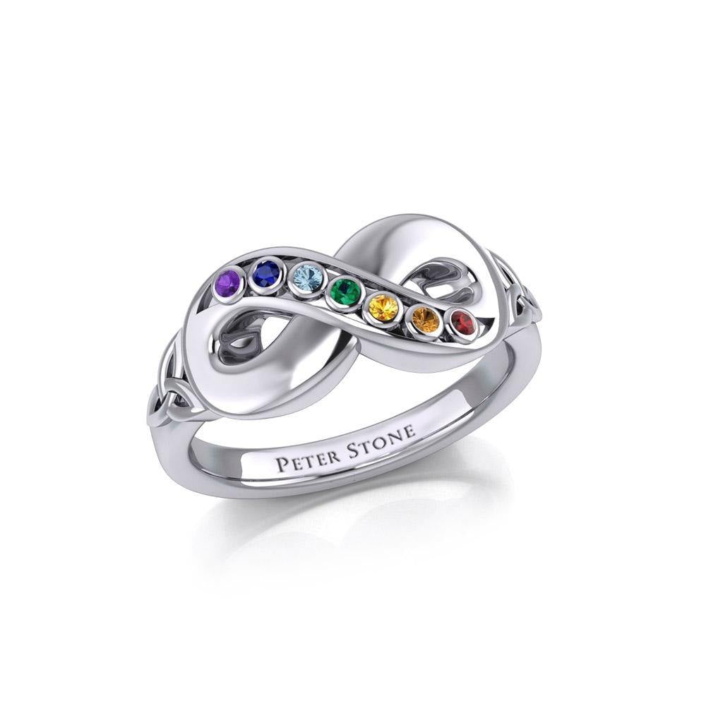 Silver Infinity Ring with Chakra Gemstones TRI1862 - Jewelry