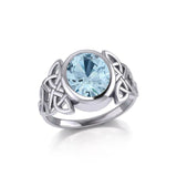 Silver Celtic Knotwork Ring with Extra Large Oval Gemstone TRI1911 - Jewelry