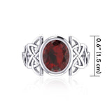 Silver Celtic Knotwork Ring with Extra Large Oval Gemstone TRI1911 - Jewelry
