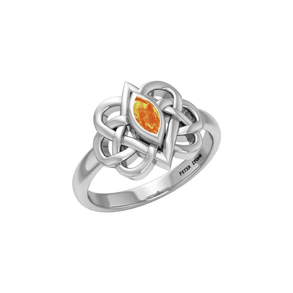 Celtic Double Heart And Infinity Ring With Gemstone TRI2388