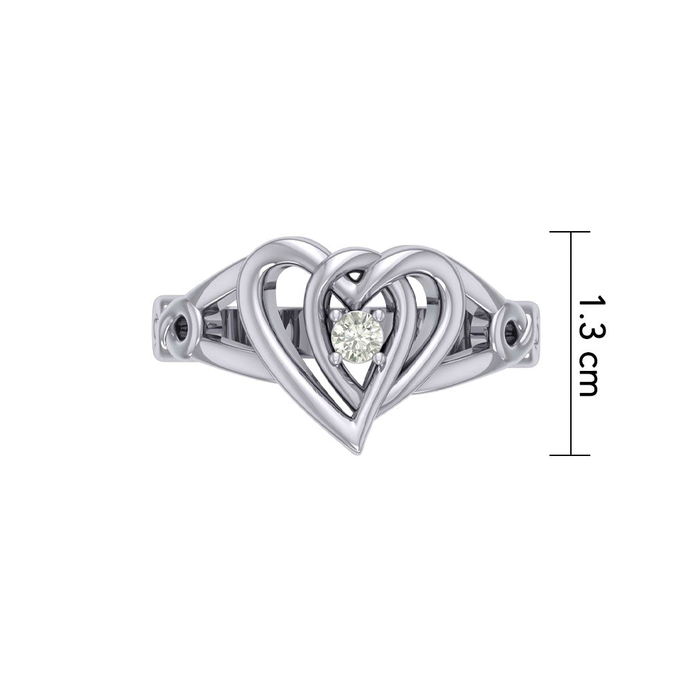 Celtic Double Heart With Gemstone Ring TRI2393