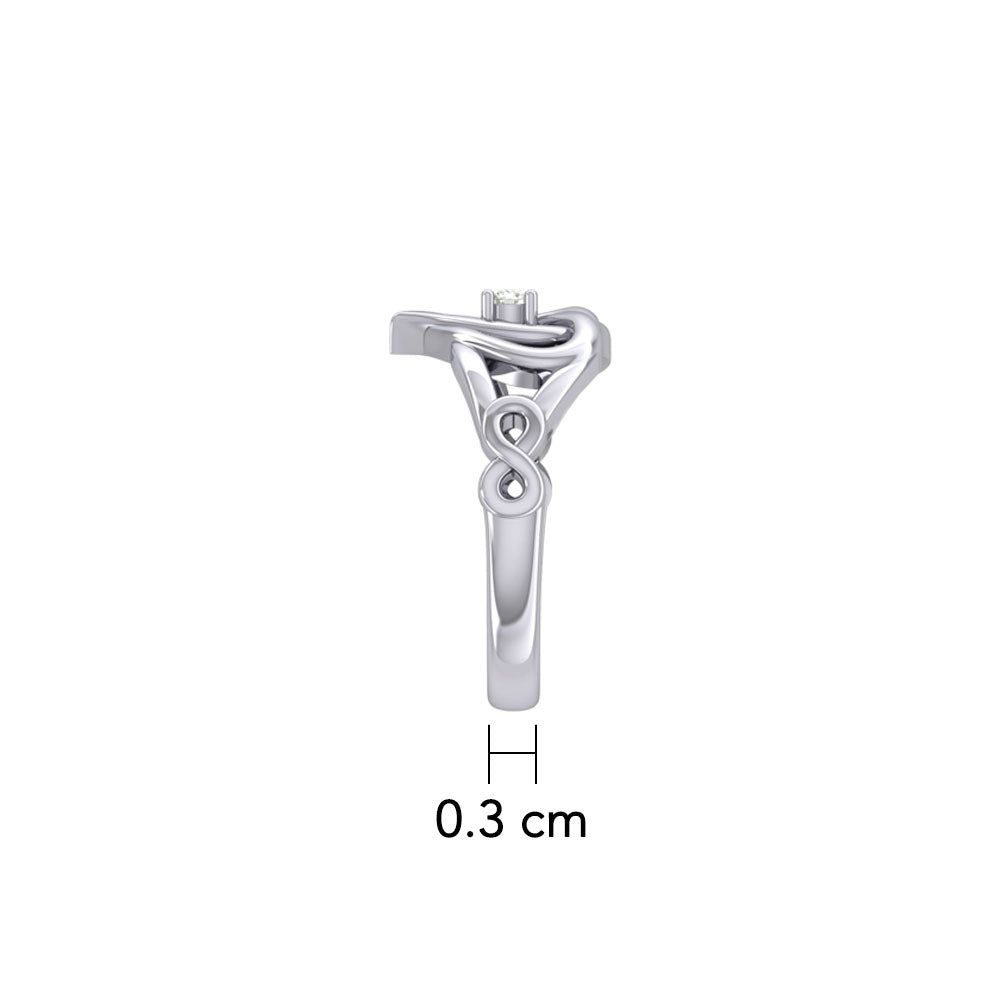 Celtic Double Heart With Gemstone Ring TRI2393