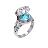 The Celtic Triquetra Silver Locket Ring with Gemstone TRI2436