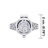 The Celtic Triquetra Silver Locket Ring with Gemstone TRI2436