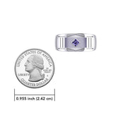 The Modern Silver Band Ring with Square Gemstone NA Symbol TRI2437