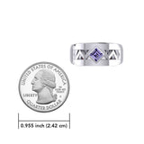 The Modern Zigzag Silver Band Ring with Square Gemstone NA Symbol TRI2438