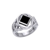 The Large Celtic Sterling Silver Ring with the NA Recovery Symbol Inlay Stone TRI2439