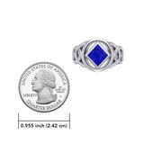 The Large Celtic Sterling Silver Ring with the NA Recovery Symbol Inlay Stone TRI2439