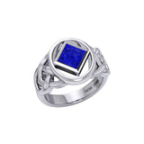 The Large Celtic Sterling Silver Ring with the NA Recovery Symbol Inlay Stone TRI2439