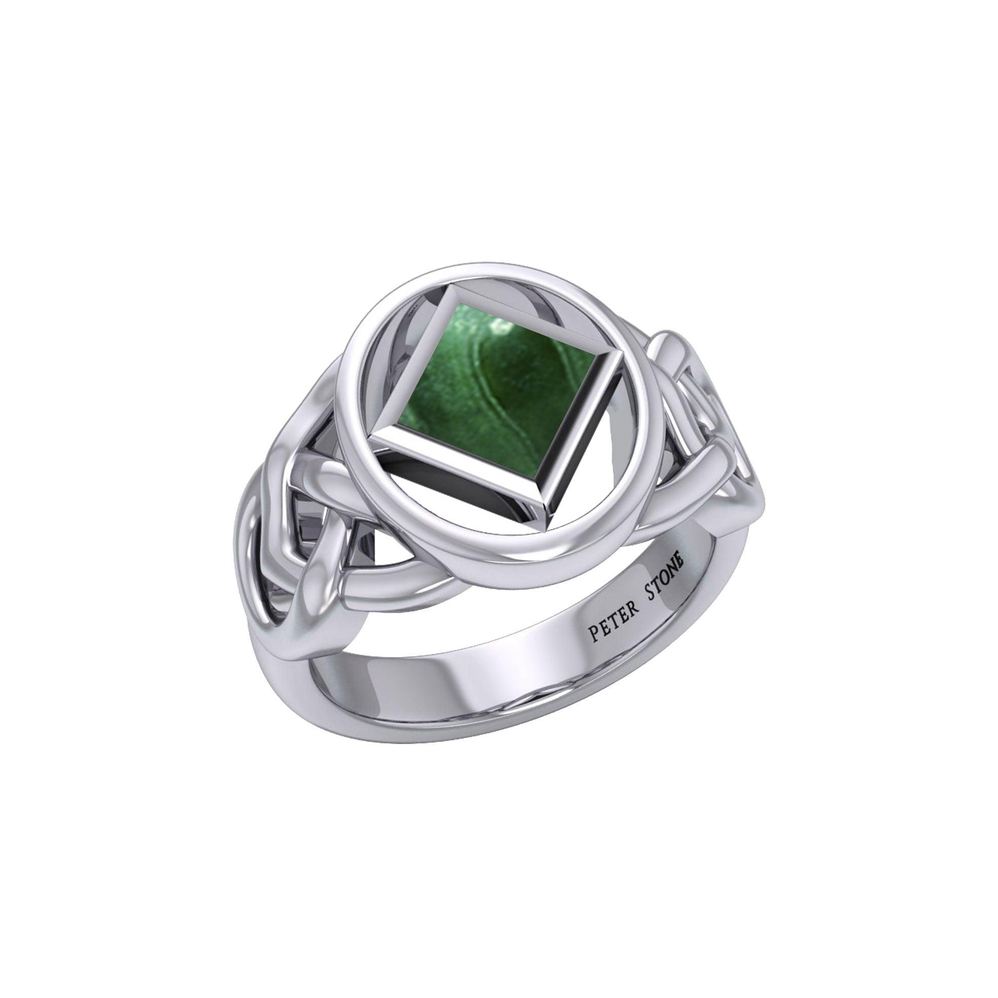 The Large Celtic Sterling Silver Ring with the NA Recovery Symbol Inlay Stone TRI2439