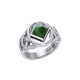 The Large Celtic Sterling Silver Ring with the NA Recovery Symbol Inlay Stone TRI2439