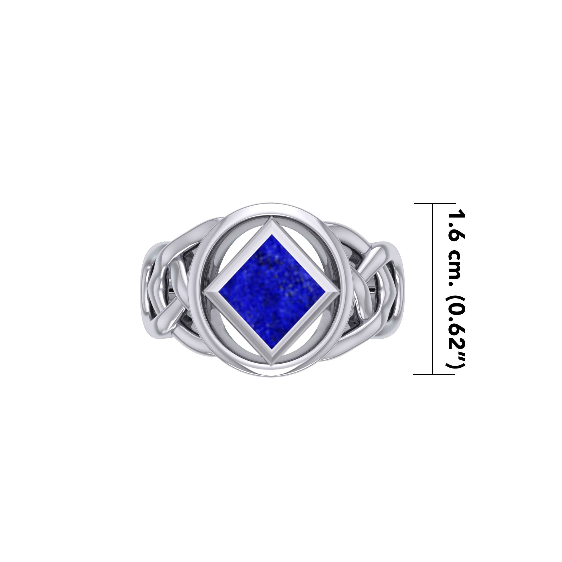 The Large Celtic Sterling Silver Ring with the NA Recovery Symbol Inlay Stone TRI2439