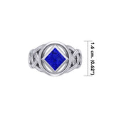 The Large Celtic Sterling Silver Ring with the NA Recovery Symbol Inlay Stone TRI2439