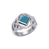 The Large Celtic Sterling Silver Ring with the NA Recovery Symbol Inlay Stone TRI2439