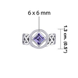 The Small Celtic Silver Ring with the NA Recovery Symbol Inlay Stone TRI2440