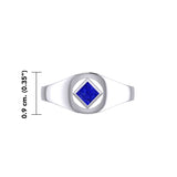 The Small Silver Ring with the NA Recovery Symbol Inlay Stone TRI2441