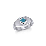 The Small Silver Ring with the NA Recovery Symbol Inlay Stone TRI2441
