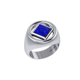 The Large Silver Ring with the NA Recovery Symbol Inlay Stone TRI2442