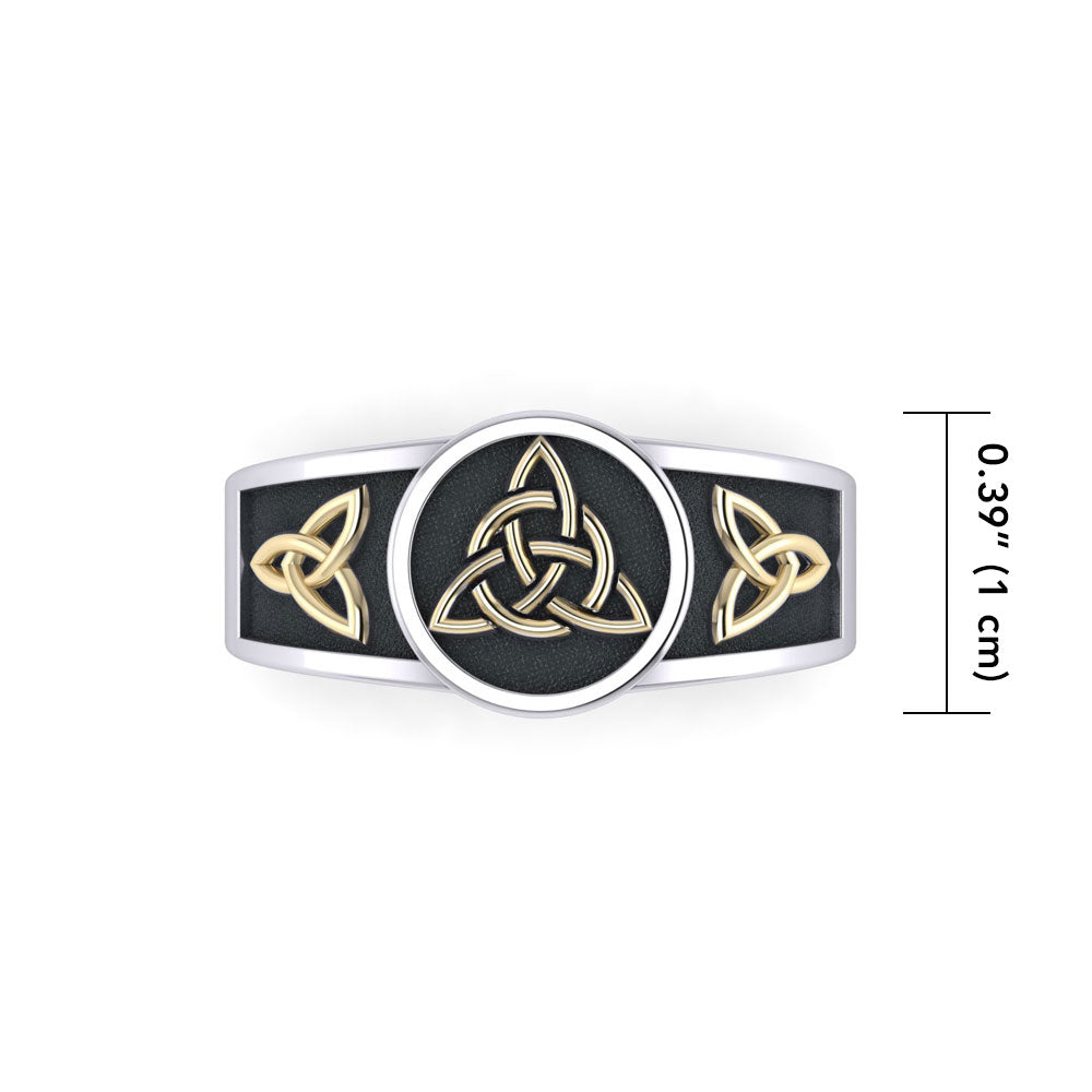 Triquetra Silver and Gold Accent Ring with Black Oxidize TRV3811