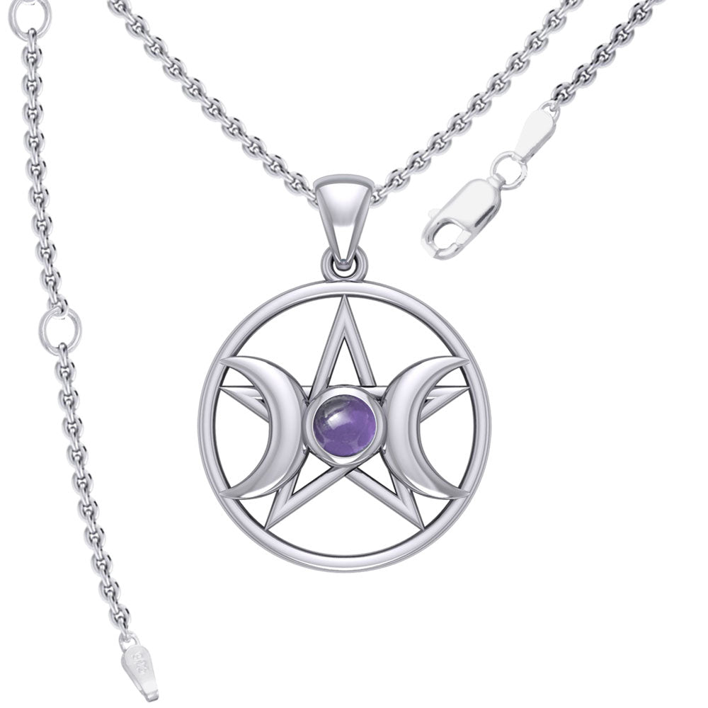 Triple Goddess Silver Pendant with Gemstone TPD5969