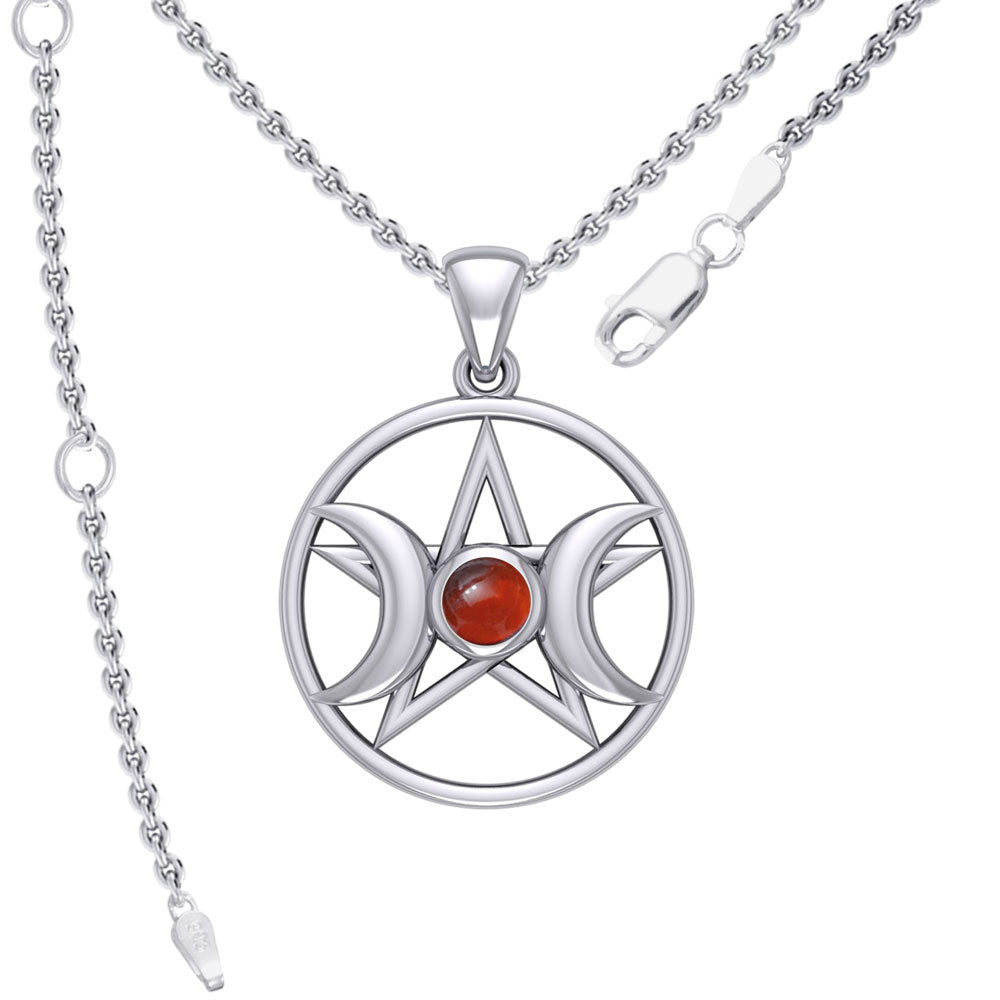 Triple Goddess Silver Pendant with Gemstone TPD5969