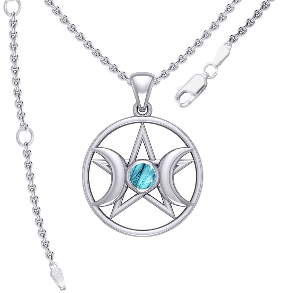 Triple Goddess Silver Pendant with Gemstone TPD5969