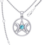 Triple Goddess Silver Pendant with Gemstone TPD5969
