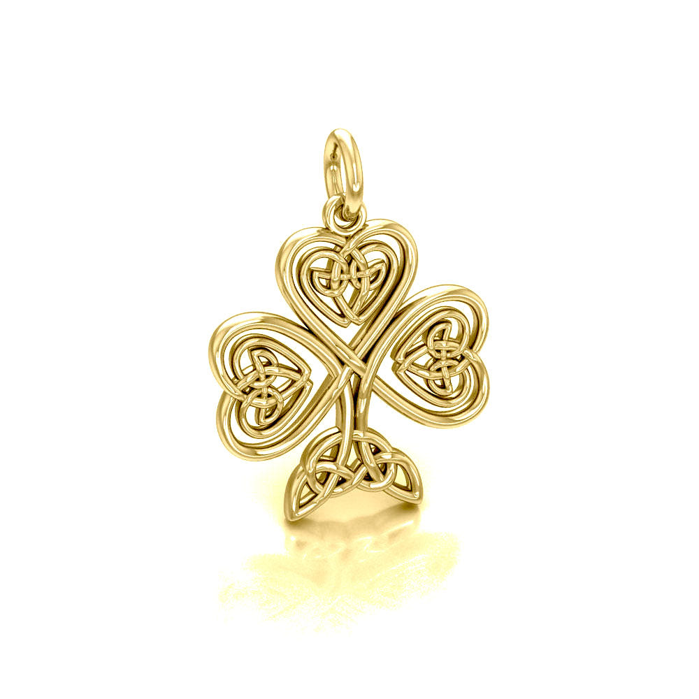 Celtic Knotwork Shamrock 14K Gold Vermeil Plate on Silver Charm by Courtney Davis VTC1083