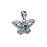 Life's colorful transformation ~ 14K White Gold Butterfly Pendant with Gemstone WPD3685