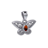 Life's colorful transformation ~ 14K White Gold Butterfly Pendant with Gemstone WPD3685