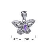 Life's colorful transformation ~ 14K White Gold Butterfly Pendant with Gemstone WPD3685