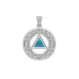 AA Recovery with Celtic Boarder 14K White Gold Pendant WPD3938