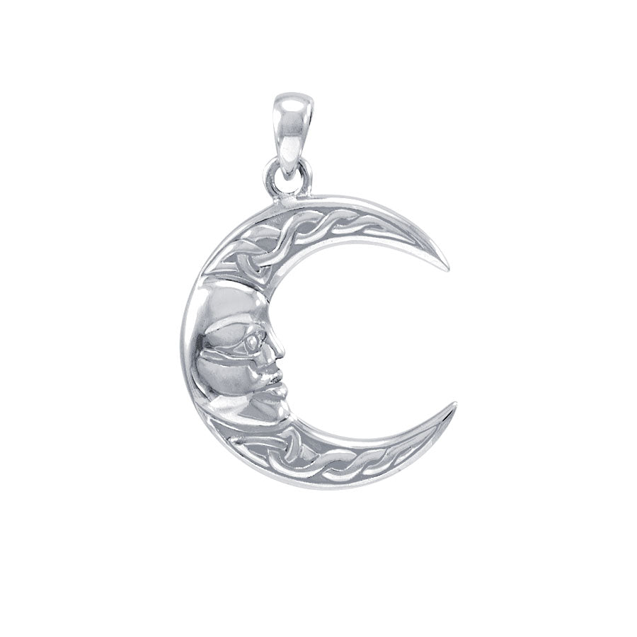 Celtic Moon God 14K White Gold Pendant WPD4327