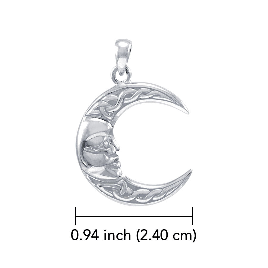 Celtic Moon God 14K White Gold Pendant WPD4327