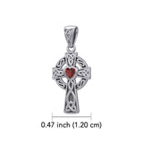 Celtic Cross 14K White Gold Pendant with Heart Gemstone WPD5337