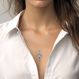 Celtic Cross and Irish Claddagh White Gold Pendant with Heart Gemstone WPD5340