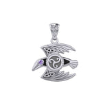 Behind the Mystery of the Mythical Raven 14K White Gold Pendant with Gemstone WPD5381