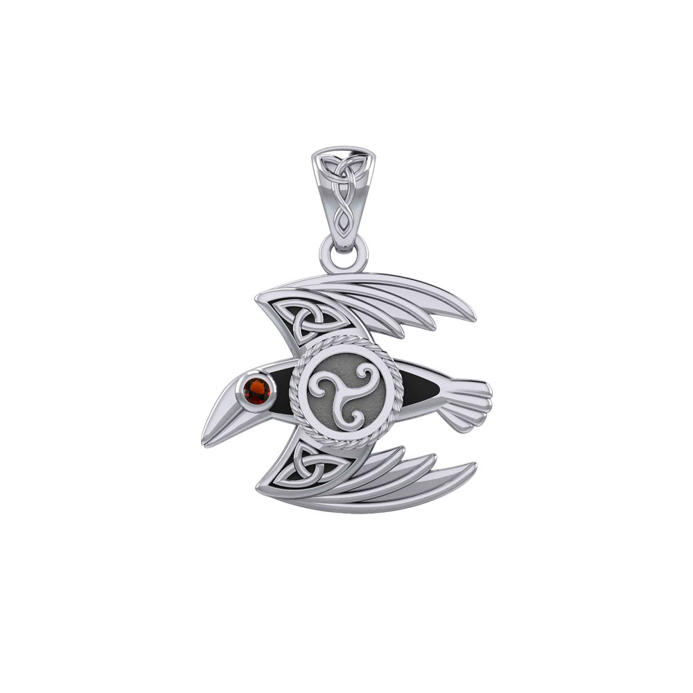 Behind the Mystery of the Mythical Raven 14K White Gold Pendant with Gemstone WPD5381