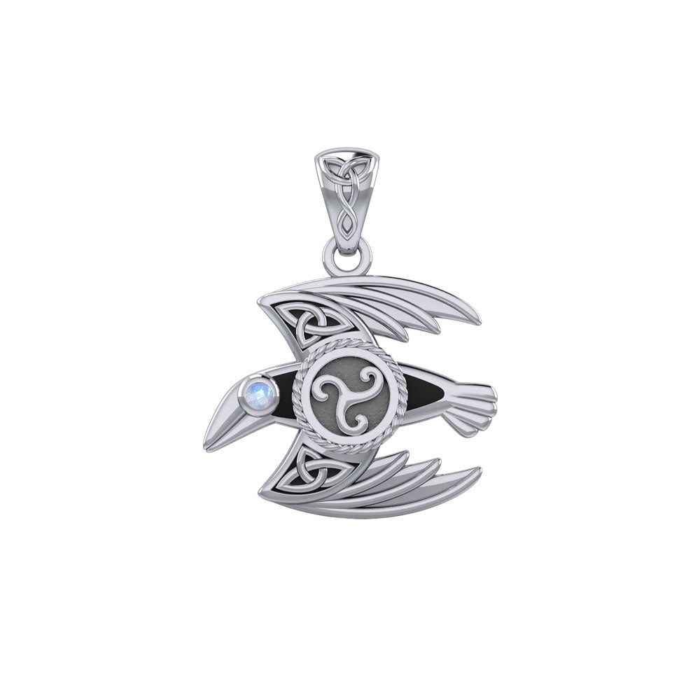 Behind the Mystery of the Mythical Raven 14K White Gold Pendant with Gemstone WPD5381