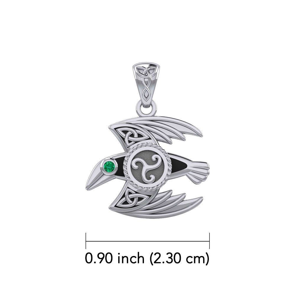 Behind the Mystery of the Mythical Raven 14K White Gold Pendant with Gemstone WPD5381