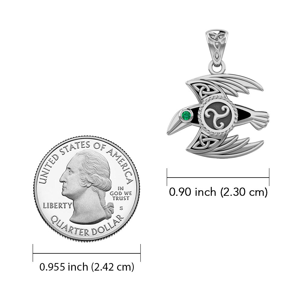 Behind the Mystery of the Mythical Raven 14K White Gold Pendant with Gemstone WPD5381