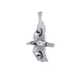 Mythical Raven 14K White Gold Pendant with Gemstone WPD5382