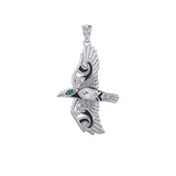 Mythical Raven 14K White Gold Pendant with Gemstone WPD5382