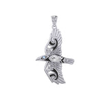 Mythical Raven 14K White Gold Pendant with Gemstone WPD5382