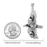 Mythical Raven 14K White Gold Pendant with Gemstone WPD5382