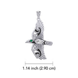 Mythical Raven 14K White Gold Pendant with Gemstone WPD5382