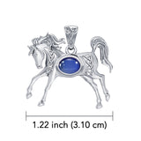 Celtic Running Horse 14K White Gold Pendant with Gem WPD5730