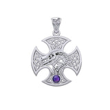 Dragon with Celtic Cross 14K White Gold Pendant WPD5818