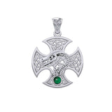 Dragon with Celtic Cross 14K White Gold Pendant WPD5818
